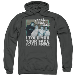 Three Stooges Hoodie Your Face Scares People Charcoal Hoody - Yoga Clothing for You