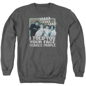 Three Stooges Sweatshirt Your Face Scares People Charcoal Pullover - Yoga Clothing for You