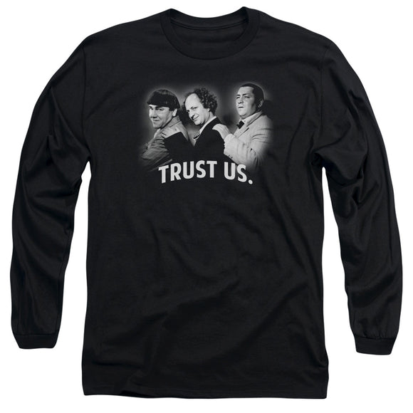 Three Stooges Long Sleeve T-Shirt Trust Us Black Tee - Yoga Clothing for You