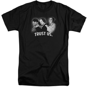 Three Stooges Tall T-Shirt Trust Us Black Tee - Yoga Clothing for You