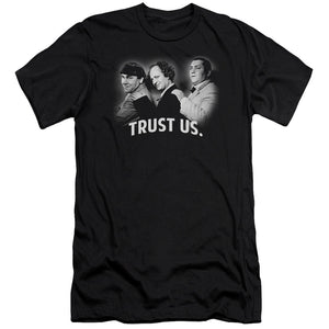 Three Stooges Premium Canvas T-Shirt Trust Us Black Tee - Yoga Clothing for You