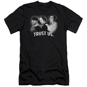Three Stooges Slim Fit T-Shirt Trust Us Black Tee - Yoga Clothing for You