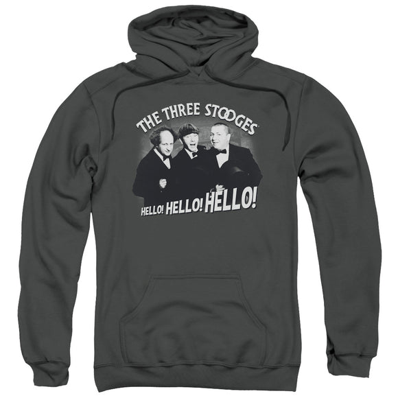 Three Stooges Hoodie Hello Hello Hello Charcoal Hoody - Yoga Clothing for You