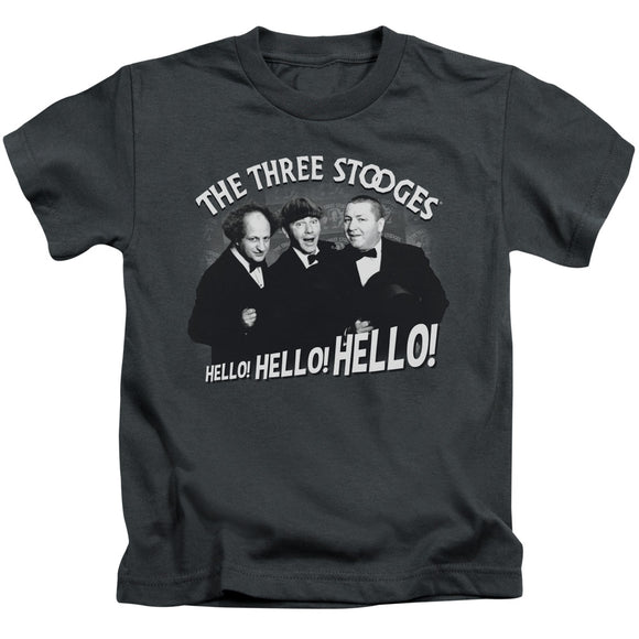 Three Stooges Boys T-Shirt Hello Hello Hello Charcoal Tee - Yoga Clothing for You