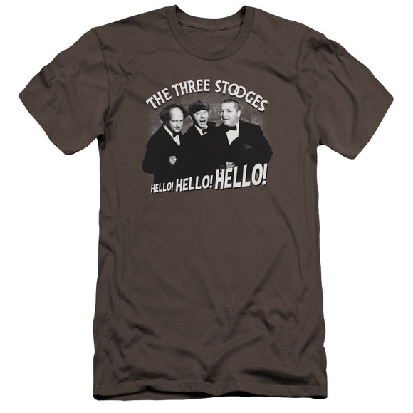 Three Stooges Premium Canvas T-Shirt Hello Hello Hello Charcoal - Yoga Clothing for You