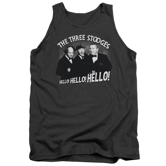 Three Stooges Tanktop Hello Hello Hello Charcoal Tank - Yoga Clothing for You