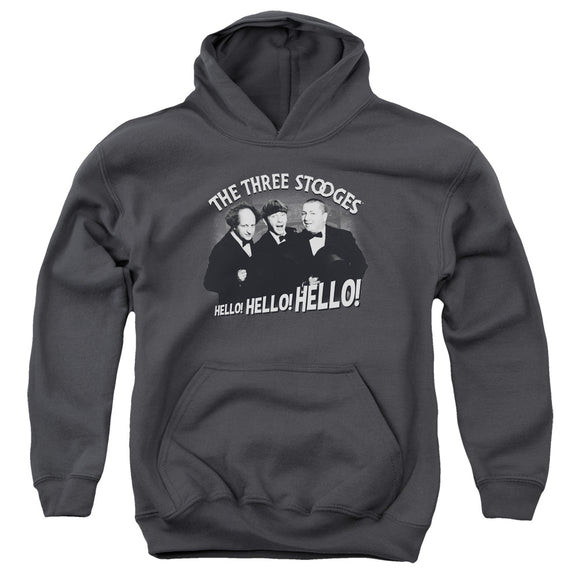 Three Stooges Kids Hoodie Hello Hello Hello Charcoal Hoody - Yoga Clothing for You