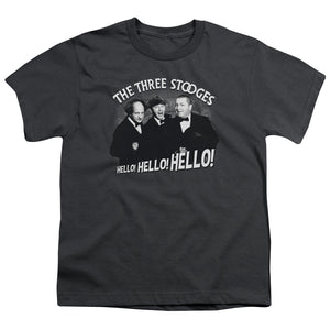 Three Stooges Kids T-Shirt Hello Hello Hello Charcoal Tee - Yoga Clothing for You