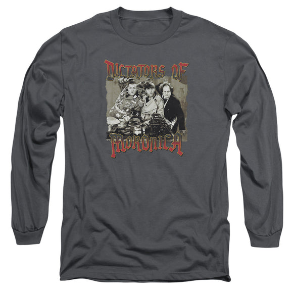 Three Stooges Long Sleeve T-Shirt Dictators of Moronica Charcoal - Yoga Clothing for You