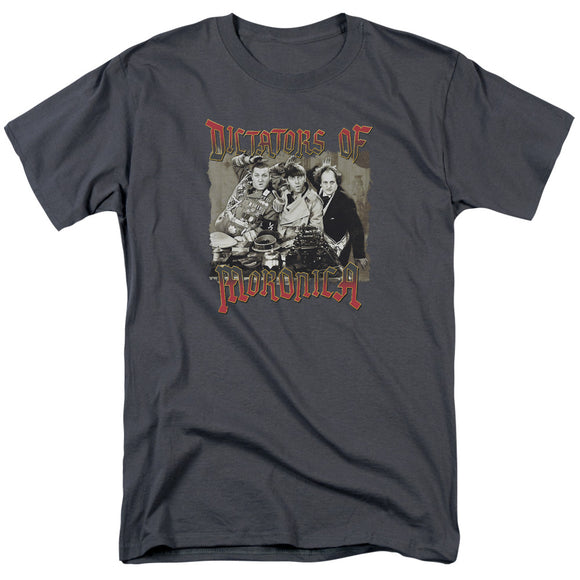 Three Stooges T-Shirt Dictators of Moronica Charcoal Tee - Yoga Clothing for You