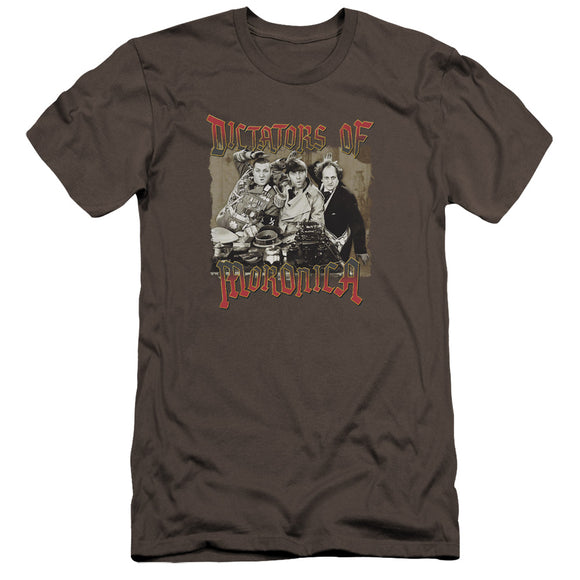Three Stooges Premium Canvas T-Shirt Dictators of Moronica Charcoal - Yoga Clothing for You