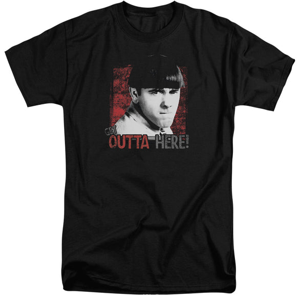 Three Stooges Tall T-Shirt Moe Get Outta Here Black Tee - Yoga Clothing for You