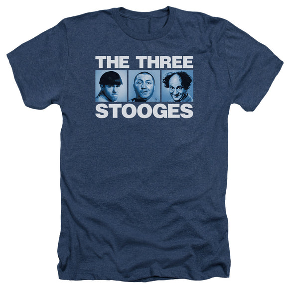 Three Stooges Heather T-Shirt Headshots Navy Tee - Yoga Clothing for You