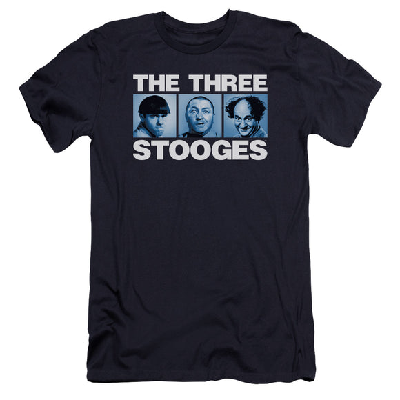 Three Stooges Premium Canvas T-Shirt Headshots Navy Tee - Yoga Clothing for You