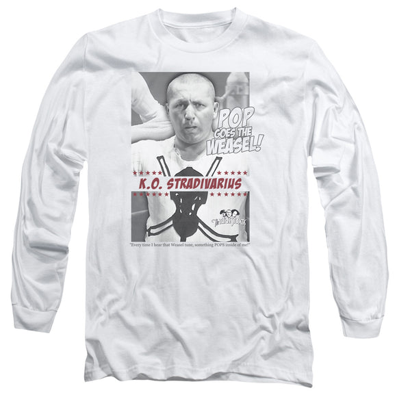 Three Stooges Long Sleeve T-Shirt Pop Goes the Weasel White - Yoga Clothing for You