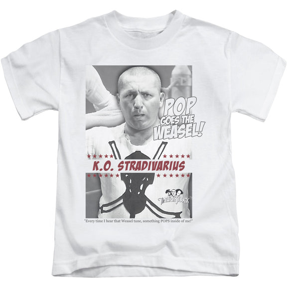 Three Stooges Boys T-Shirt Pop Goes the Weasel White Tee - Yoga Clothing for You