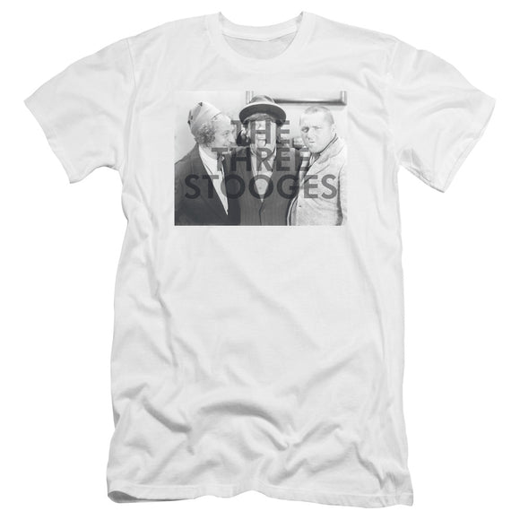Three Stooges Canvas T-Shirt Watermark White Tee - Yoga Clothing for You