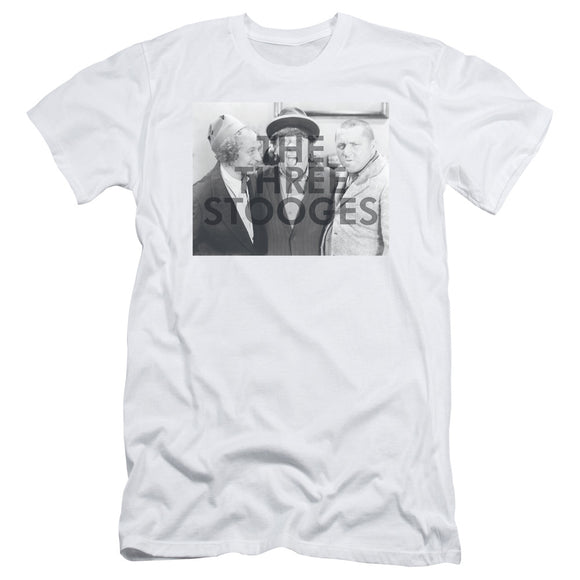 Three Stooges Slim Fit T-Shirt Watermark White Tee - Yoga Clothing for You