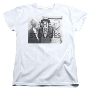 Three Stooges Womens T-Shirt Watermark White Tee - Yoga Clothing for You
