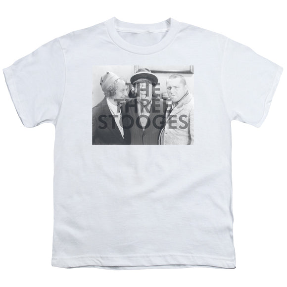 Three Stooges Kids T-Shirt Watermark White Tee - Yoga Clothing for You