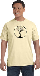 Black Tree of Life Circle Pigment Dye Yoga Tee Shirt - Yoga Clothing for You