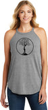 Black Tree of Life Circle Triblend Yoga Rocker Tank Top - Yoga Clothing for You