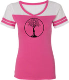 Black Tree of Life Circle Powder Puff Yoga Tee Shirt - Yoga Clothing for You