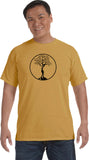Black Tree of Life Circle Pigment Dye Yoga Tee Shirt - Yoga Clothing for You