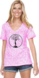 Black Tree of Life Circle Burnout V-neck Yoga Tee Shirt - Yoga Clothing for You