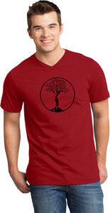 Black Tree of Life Circle Important V-neck Yoga Tee Shirt - Yoga Clothing for You