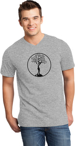 Black Tree of Life Circle Important V-neck Yoga Tee Shirt - Yoga Clothing for You