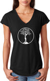 White Tree of Life Circle Triblend V-neck Yoga Tee Shirt - Yoga Clothing for You