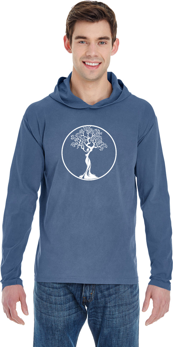 White Tree of Life Circle Pigment Hoodie Yoga Tee Shirt - Yoga Clothing for You