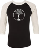 White Tree of Life Circle Eco Raglan 3/4 Sleeve Yoga Tee - Yoga Clothing for You