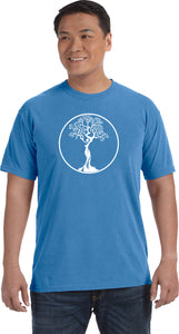 White Tree of Life Circle Pigment Dye Yoga Tee Shirt - Yoga Clothing for You