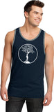 White Tree of Life Circle 100% Cotton Ringer Yoga Tank Top - Yoga Clothing for You
