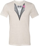 Tuxedo T-shirt Pink Flower Tri Blend Tee - Yoga Clothing for You