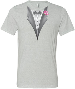 Tuxedo T-shirt Pink Flower Tri Blend Tee - Yoga Clothing for You