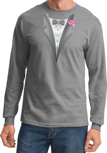 Tuxedo T-shirt Pink Flower Long Sleeve - Yoga Clothing for You