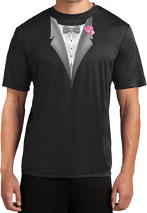 Tuxedo T-shirt Pink Flower Moisture Wicking Tee - Yoga Clothing for You