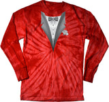 Tuxedo T-shirt White Flower Tie Dye Long Sleeve - Yoga Clothing for You