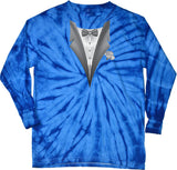 Tuxedo T-shirt White Flower Tie Dye Long Sleeve - Yoga Clothing for You