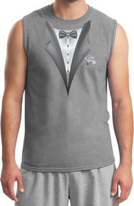 Men's Tuxedo T-shirt White Flower Muscle Tee - Yoga Clothing for You