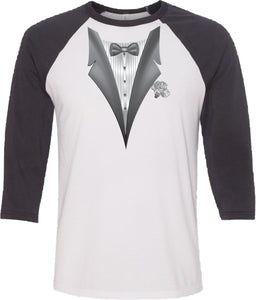 Tuxedo T-shirt White Flower Raglan - Yoga Clothing for You