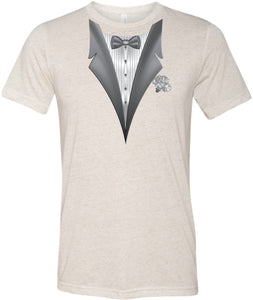 Tuxedo T-shirt White Flower Tri Blend Tee - Yoga Clothing for You
