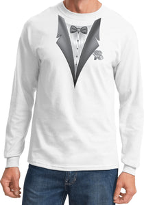 Tuxedo T-shirt White Flower Long Sleeve - Yoga Clothing for You