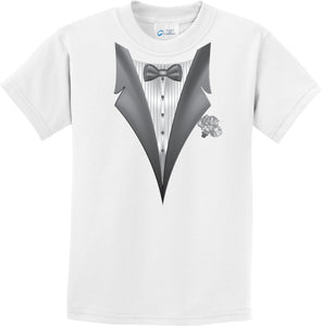 Kids Tuxedo T-shirt White Flower Youth Tee - Yoga Clothing for You