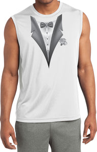 Tuxedo T-shirt White Flower Sleeveless Competitor Tee - Yoga Clothing for You