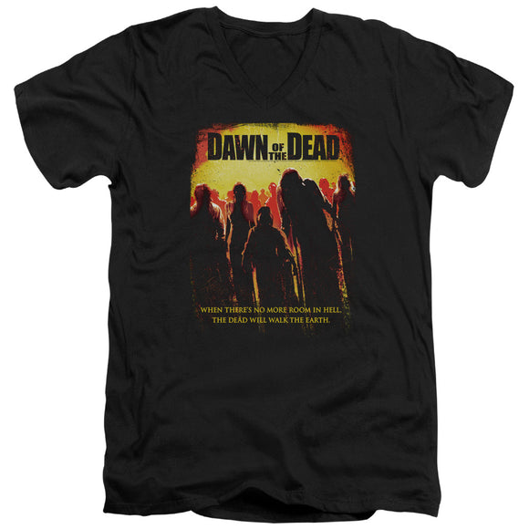 Dawn of the Dead Slim Fit V-Neck T-Shirt Poster Black Tee - Yoga Clothing for You