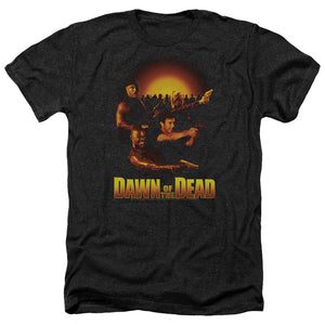 Dawn of the Dead Heather T-Shirt Main Characters Black Tee - Yoga Clothing for You